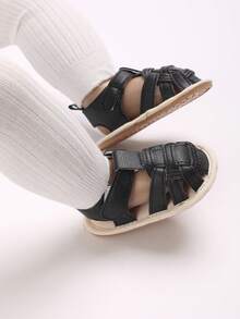 Newborn Infant Summer Sandals, Rubber Soft Sole Anti-Slip Breathable Shoes - Black - View 9
