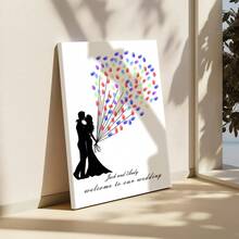 Árbol de Firma Personalizado con Huellas Dactilares DIY para Bodas, Fiestas de Empresa, Reuniones Anuales - Aumenta la Diversión, Pintura Decorativa para Sala de Estar, Dormitorio, Póster Decorativo, Recuerdo, Lienzo, Sin Marco, Navidad - Multicolor - Ver 5