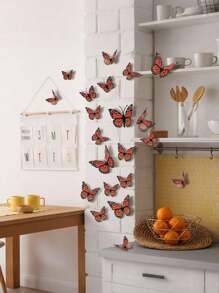 12 piezas Pegatinas de pared de mariposas 3D con alas dobles - Imanes + Adhesivo doble cara en PVC plástico, adecuado para decoración del hogar y fiestas, genial para bodas, cumpleaños, graduaciones, celebraciones patrióticas, Navidad, Día de la Madre, Día del Padre y diversos días festivos, sin necesidad de electricidad