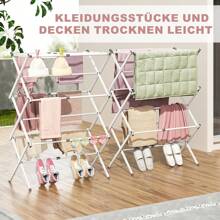 Séchoir à linge pliable, 3 niveaux et 11 barres, gain de place, sèche-linge pliable, porte-serviettes, adapté aux petits espaces, 105 x 37 x 43-76 cm, blanc