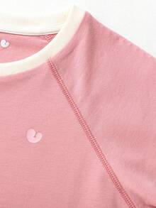 mini bala Bộ đồ ngủ lụa cho bé gái, kháng khuẩn, đồ ngủ gia đình đồng bộ mùa hè mới. - hồng - Xem 9