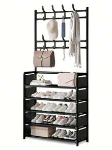 1 Piece 4 Tier Adjustable Shoe Storage, Shoe Rack Shelf Organizer, Shelf Organizer, Multi-Layer Non-Woven Simple Shoe Rack, Multifunction Storage Rack For Bedroom/Living Room, Easy To Assemble, 4 Layers - 彩色 - 查看 1