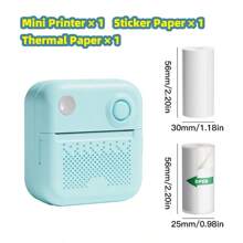 LAIBEAR Mini Printer Sticker Thermal Printer, Portable Inkless Sticker Maker, Free Cutting Small Pocket Printer, Mini Photo Printer, Black And White Photo Printer, Efficient And Fast Small Pocket Printer, Inkless Printer For Study Notes, Pictures, DIY, Labels, Mini Printer Sticker Thermal Printer