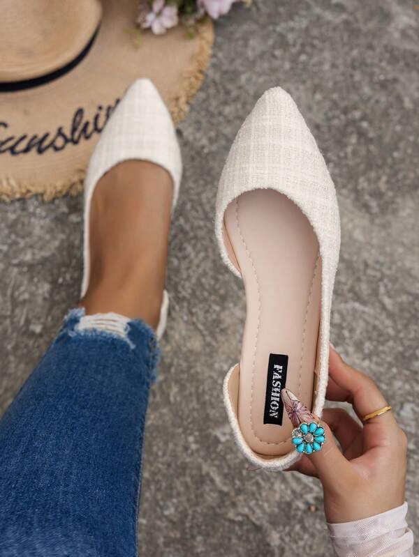 Scarpe ciabatte donna punta larga beige tacco basso , casual leggere e confortevoli per primavera ed estate, taglie oversize