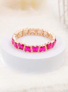 1 pieza Pulsera ajustable chapada en oro de 14K con decoración de mariposa danzante elegante, de moda y versátil