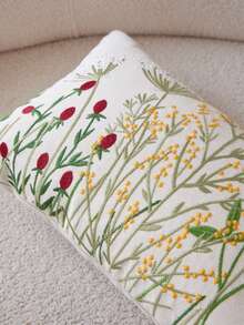 1 Pc Flower Embroidery Throw Pillow Cover, Home Decor For Living Room, Bedroom, Party, All Season - Multicolor - View 5