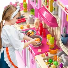 HENGPHY 3 IN 1Pretend Play Kitchen Girls Toys For Toddler Kids, With Sound And Music Smoke Cooking Accessory Pretend Play Kitchen Toy For Birthday Gifts Girls - Pink - View 5