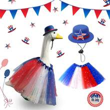 Set Porch Goose Patriotic Costume Set Independence Day Goose Clothing Set Lawn Party Yard Goose Clothing Decorations Brighten Up Your Lawn And Yard With Creative Decorations For A Festive Independence Day Look - Sky Blue - View 4
