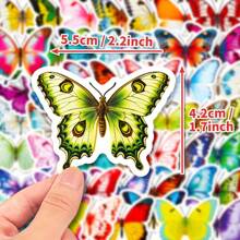 50 piezas de pegatinas creativas con diseño de mariposas de colores, para decorar equipaje, guitarra, cuadernos, tazas de agua