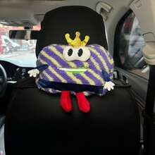 1pc-Cute Monster Pattern Car Tissue Holder/Car Seat Hanging Tissue Box/Creative Cartoon Car Interior Decoration/Bedroom Plush Tissue Box Cover For Women Storage Organizer Travel Essentials Back To School Dormitory Storage