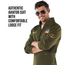 Morph Costumes Authentic Aviator Jumpsuit Costume For Men - Perfect Fancy Dress For Halloween, Theme Parties, Cosplay & Flight Enthusiasts - Green - View 4