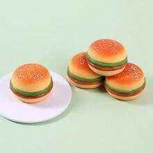 قطعة واحدة لعبة برغر مرن واقعي ضيقي، كرة إرتخاء لتخفيف الضغط على شكل برغر ، نموذج زخرفي للكعك، لعبة جديدة ممتعة - قهوة بني - مشاهدة 4