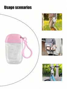 Botella vacía transparente para desinfectante de manos, de viaje, con llavero de gancho, tapa blanca abatible, tapa reutilizable, botella vacía portátil que se puede rellenar, recipiente para cosméticos, adecuado para lociones líquidas, 1oz (aproximadamente 28.3g) 30ml - Blanco - Ver 9