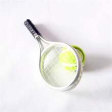 1 set Creativo set da tennis per bambole, mini racchetta, accessori imitativi da tennis, set di accessori per casa delle bambole, attrezzatura sportiva, regali, accessori per casa delle bambole in legno, tennis