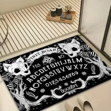 1pc Cat Skull Pattern Anti-Slip Diatomite Carpet, 3D Printed Rectangular Rug For Entryway, Living Room, Kitchen, Bedroom, Hallway, Bathroom, Laundry Room - Polyester Carpet For Indoor Outdoor Home Decor