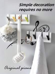 1 件 4 格钢琴形壁挂式挂钩架，防损粘性衣架，适用于包包、帽子、衣服、浴室、厨房 - 彩色 - 查看 3
