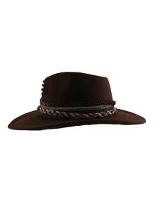 1pc FashionWomen's Western Cowboy Hat With Rhinestone Colored Rope And Matching Outdoor Travel Hat For Men And Women