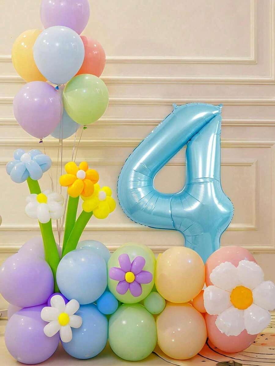 40英吋藍色數字1號氣球,適合1歲生日裝飾,男孩女孩派對、週年慶用品、嬰兒洗禮等場合使用 - 藍色 - 查看 1