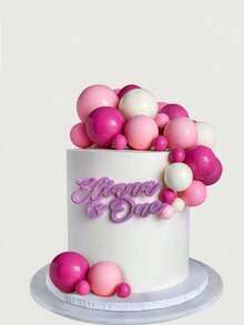 32pcs Spherical Cake Toppers, Available In Pink, White, Fuchsia, Spherical Cupcake Toppers Suitable For Bear Themed Birthday Party, Wedding Decor, Back To School, Valentine's Day, Mother's Day, Graduation Ceremony And More Occasions - Multicolor - View 6