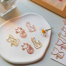 5pcs/10pcs A Variety Of Cute Cat-Shaped Paper Clips, Office Document Classification Clips, Colorful Paperclip Planners And Creative Office Bookmarks,Back To School,School Supplies - Multicolor - View 2