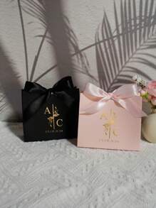 10/50/100pcs Custom Initial Wedding Favor Boxes With Bow, Personalized Monogram Gift Box With Names & Date For Guest, Elegant Candy Packaging For Engagement, Reusable Thank You Box For Party Or Bridal Shower, Multi-Functional, Stylish, High-Quality, Colorful, Ideal Gifts For Him, Tea Room, Home, Garden, Office, For Anniversaries, For Valentine's Day, For Mother's Day, For Birthdays, For Father's Day, For Graduation, For Weddings, For Housewarming, Art Activities For Children