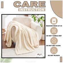 VELVETIO Osum Chunky Cord Ribbed Throws Soft Large Fluffy Cosy Sofa Bed Settee Blankets - Cream - View 5