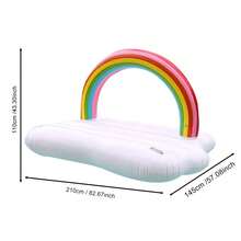1pc Giant Inflatable Rainbow Cloud Floatie, Swimming Pool Float Lounge Chair, Suitable For Summer Pool Party - White - View 10
