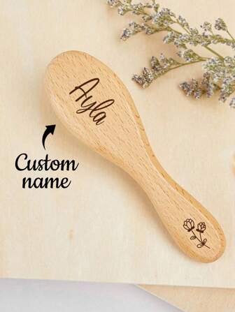 1pc Personalized Hair Brush, Laser Engraved, Wooden Flowers Hairbrush, Souvenir Gift Baby Shower Gift, Personalized Baby Hair Brush, Engraved Name Baby Brush, Newborn Gift, Gift For New Mom Reusable Exquisite, Comfortable, Modern, Contracted Custom, Personalized, Unique Ideal Gifts For Him Her, Boyfriend, Girlfriend, Dad, Mom, Family, Friends For Father's Day, For Housewarming Bathroom, Living Room, Office, Home, Valentine Day Decor, Slow Summer Living,Multi-Functional,Ornamental,Reusable,Exquisite,Stylish,High-Quality,Colorful,Modern,Custom,Personalized,Unique,Ideal Gifts For Him,Ideal Gifts For Her,Boyfriend,Dad,Girlfriend,Mom,Family,Friends,Tea Room,Home,Garden,Office,For Anniversaries,For Valentine's Day,For Mother's Day,For Birthdays,For Father's Day,For Graduation,For Weddings,For Housewarming,Festive Calendar