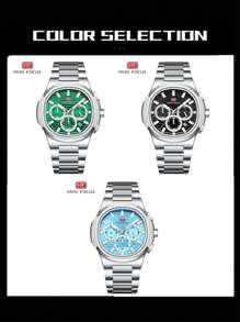MINIFOCUS 1 Stück Mode Business Quarz Uhr für Herren mit leuchtenden Zeigern, multifunktionalen kleinen Zifferblättern, Kalender, Edelstahl Armband, Luxus Herren Uhr von Topmarke, mit Geschenkbox