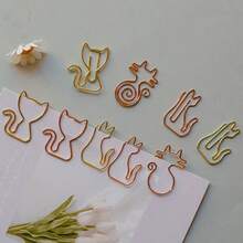 5pcs/10pcs A Variety Of Cute Cat-Shaped Paper Clips, Office Document Classification Clips, Colorful Paperclip Planners And Creative Office Bookmarks,Back To School,School Supplies - Multicolor - View 1