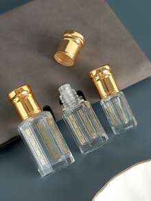 1/3件精油滚珠瓶，3/6/12毫升，奢华风格电镀雕刻香水瓶带滚珠便携式旅行空滚珠瓶旅行必需品