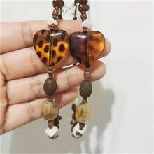 Vintage Heart Shape Mushroom Design Keychain Amber Color Plastic Phone Lanyard Anti-Lost Strap Bracelet Decoration Pendant Y2K