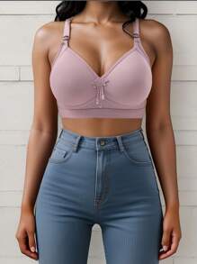 3pcs/Set Women Wire-Free Solid Color Comfortable Gather And Support Bras