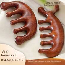 Green Sandalwood Scalp Massager | FSC-Certified Wooden Head Massage Tool For Scalp Treatment, Gua Sha, And Hair Growth Promotion | Wide-Tooth Design, Hypoallergenic | Easy To Carry