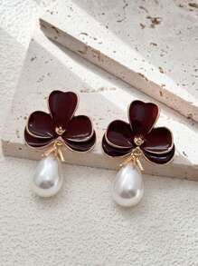 1 Paar elegante Ohrringe mit Perlen-Blumen-Design, elegant und feminin für den Sommer, Hochzeitsgeschenk, täglicher Gebrauch