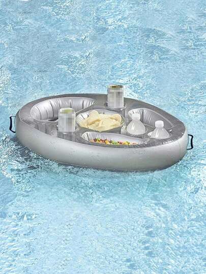 便携式充气 PVC 水冰吧、派对漂浮饮料架、多孔杯垫托盘，适用于夏季泳池用品