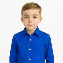 Camisa para Niño en Diferentes Tallas con botones Cuello para corbata - azul real - Ver 5
