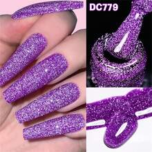 Mtssii 7ml Fluorescent Purple Reflective Nail Gel Polish Sparkling Shining Glitter Neon Color Nail Supplies Semi Permanent Soak Off UV Gel Varnish Sparkle Effect Nail Art Manicure - Multicolor - View 3