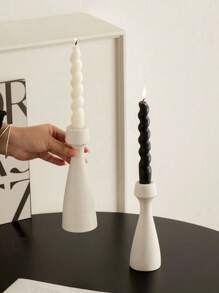 1Pieces Of Plain Conical Ceramic Candlesticks, With A Simple And Natural Style Design, Suitable For Conical Candles, Soft Home Decoration Items, Photography Props, Tabletops, Party Decorations, Gifts, White, Suitable For Dining Rooms, Living Rooms, And Home Decoration.