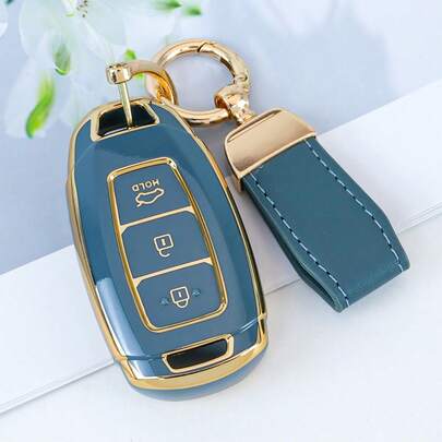 TPU汽车钥匙遥控器保护套，兼容Santa Fe、I30、IX35、Encino、KONA、Solaris、Sonata、Azera、Grandeur、Elantra、Accent等车型 - 时尚的无钥匙进入遥控器保护套，也适合女孩使用。