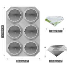 1/3 pezzi di stampo per cubetti di ghiaccio in silicone, stampo a forma di diamante con 6 cavità, adatto per la creazione di gelatine, ideale per bar, pub e per fare cubetti di ghiaccio per il vino