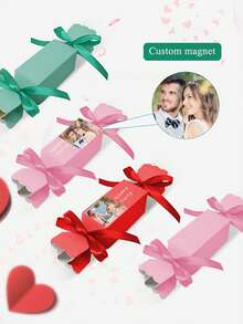 1/5/10pcs Customized Creative Candy Shaped Christmas Gift Boxes, Customized White Cardboard Printed Creative Candy Boxes, Gift Boxes, Festival Gift Boxes, Customized Wedding Packaging Boxes - Red, Pink and Green - View 1