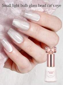 SHANGFEIYA 10ml Small Bulb Glass Bead Cat Eye Gel Nail Polish Flash White Not Playing Spar Magnetic Cat Eye Gel Nail Polish White Nails Summer Nails