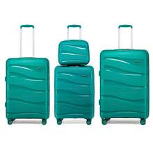4-Piece Suitcase Set 14/20/24/28 Inches, Cosmetic Case, Hand Luggage & Check-In Suitcase Made Of PP With TSA Lock, 4 Wheels, Lightweight, Quiet, Hard Shell, Ideal For Travel, Vacation, Study, Dorm Life And As A Gift For Men And Women - 孔雀綠 - 查看 11