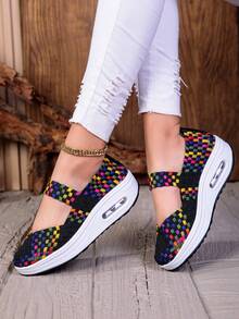 女士手工针织鞋，新款时尚镂空松紧带平底凉鞋，露趾透气防滑舒适休闲鞋，百搭运动工作鞋