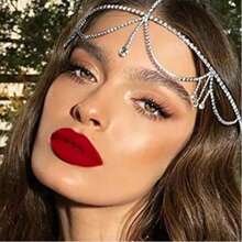 Chaîne de tête avec strass en couches pour mariée, accessoire de cheveux de mariage avec gland bohème pour le front des femmes