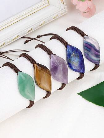 1pc Natural Stone Handmade Braided Bracelet For Men Girl Horse Eye Bead Healing Amtheysts Rose Quartz Lapis Lazuli Tiger Eye Fluorite Crystal Black Obsidian Bangle Bracelets Jewelry H616