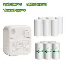 LAIBEAR Mini imprimante à stickers thermique, imprimante à stickers portable sans encre, imprimante de poche à découpe libre, mini imprimante photo, imprimante photo noir et blanc, imprimante de poche efficace et rapide, imprimante sans encre pour les notes d'étude, les photos, le DIY, les étiquettes, capturer les beaux moments, rentrée scolaire