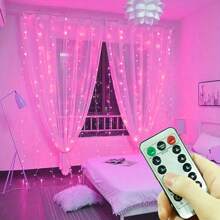 1pc Enchanting -300/200/100LED Fairy Light Curtain, USB Powered, Remote Control-Ideal For Christmas, Party, Valentine's Day, Home, Wedding & Seasonal Decor