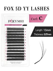 FOXYMEI 12排狐狸眼睫毛 5d YY C/D 卷翘蓬松纤细斜飞预制扇形 8-13mm 狐狸眼睫毛延长眼尾拉长效果山茶花风格单根睫毛柔软自然睫毛妆容睫毛簇、睫毛簇、单根睫毛、睫毛、假睫毛 - 黑色 - 查看 18